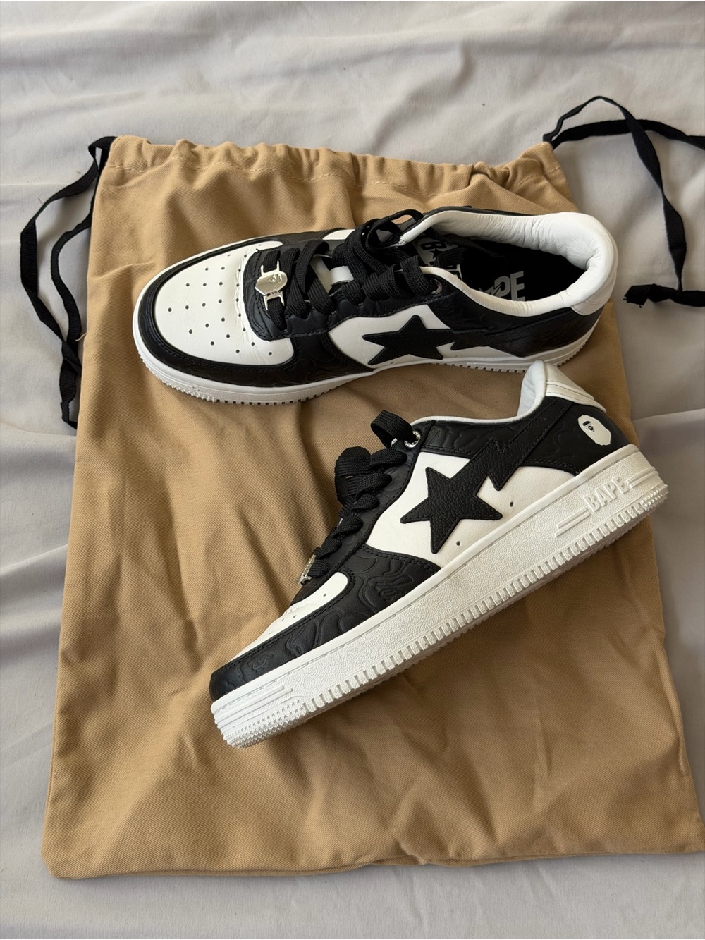 Bape Black & White Star Low-Top Sneakers